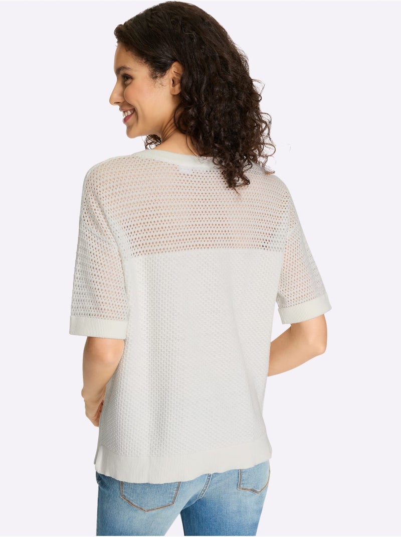 Pull Pur Coton - Taille Standard - Helline Ecru - Kiabi