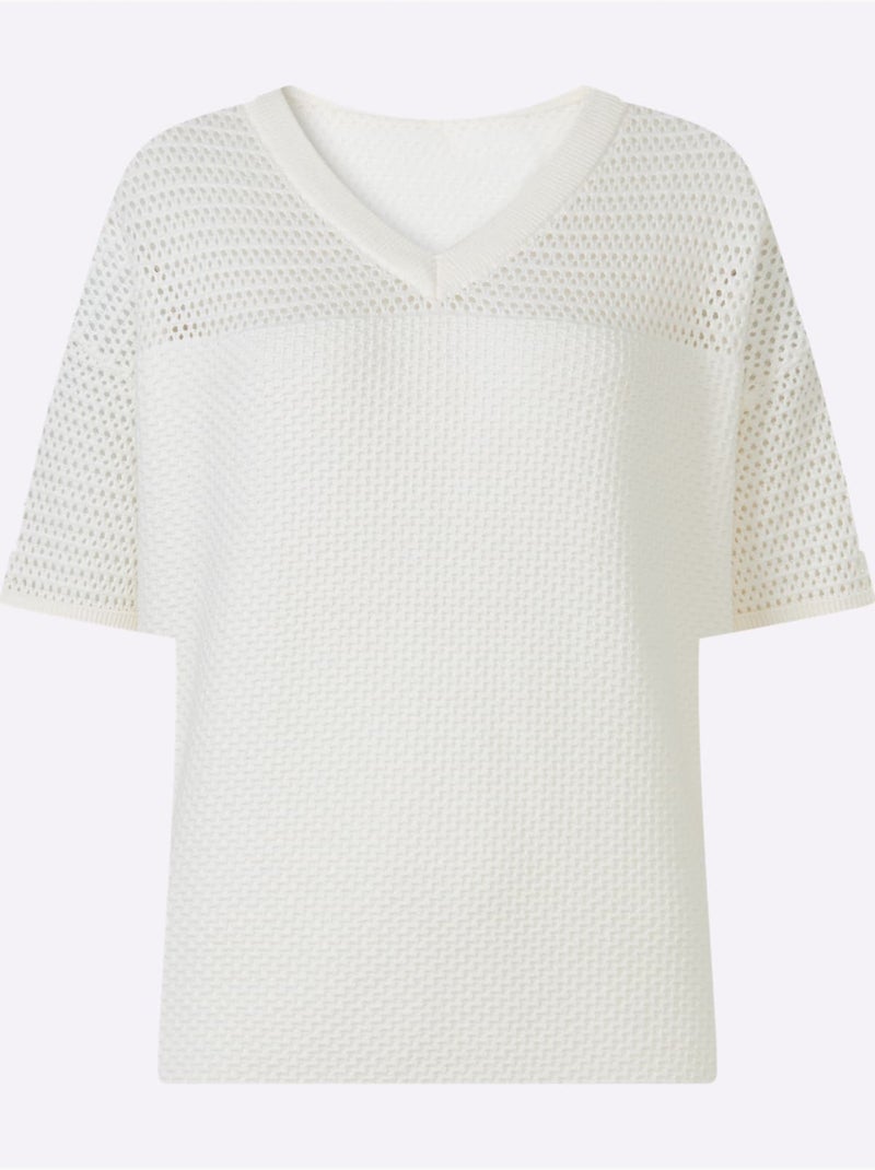 Pull Pur Coton - Taille Standard - Helline Ecru - Kiabi