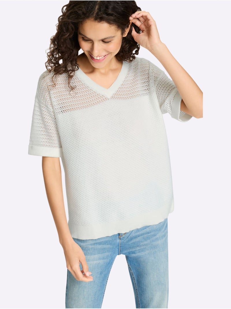 Pull Pur Coton - Taille Standard - Helline Ecru - Kiabi