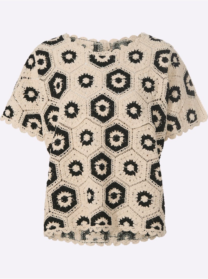 Pull Pur Coton - Taille Standard - Helline Noir Jaune - Kiabi