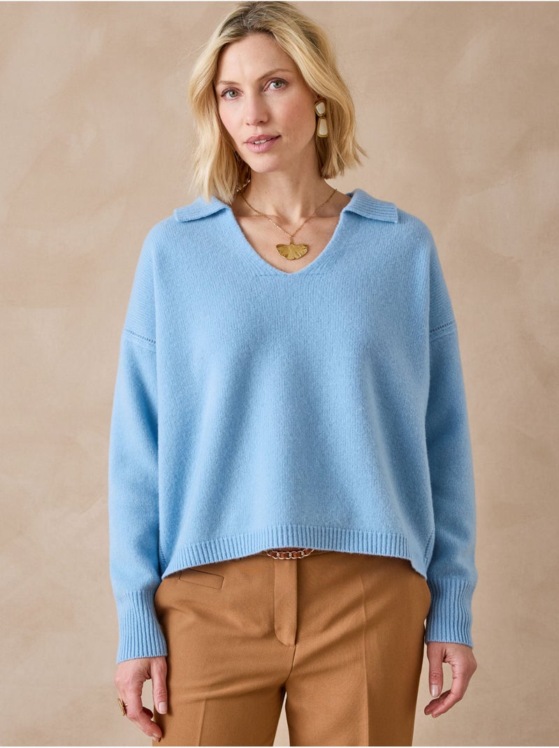 Pull pure laine col polo - DAXON Bleu - Kiabi