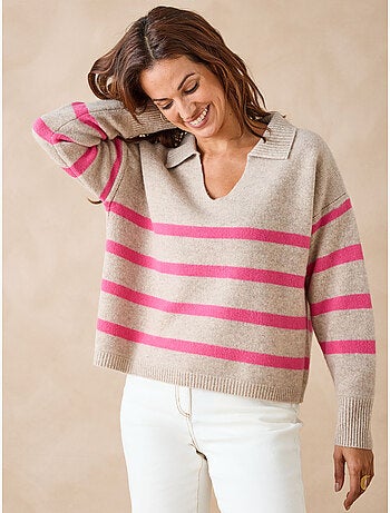 Pull pure laine col polo