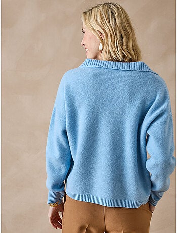 Pull pure laine col polo