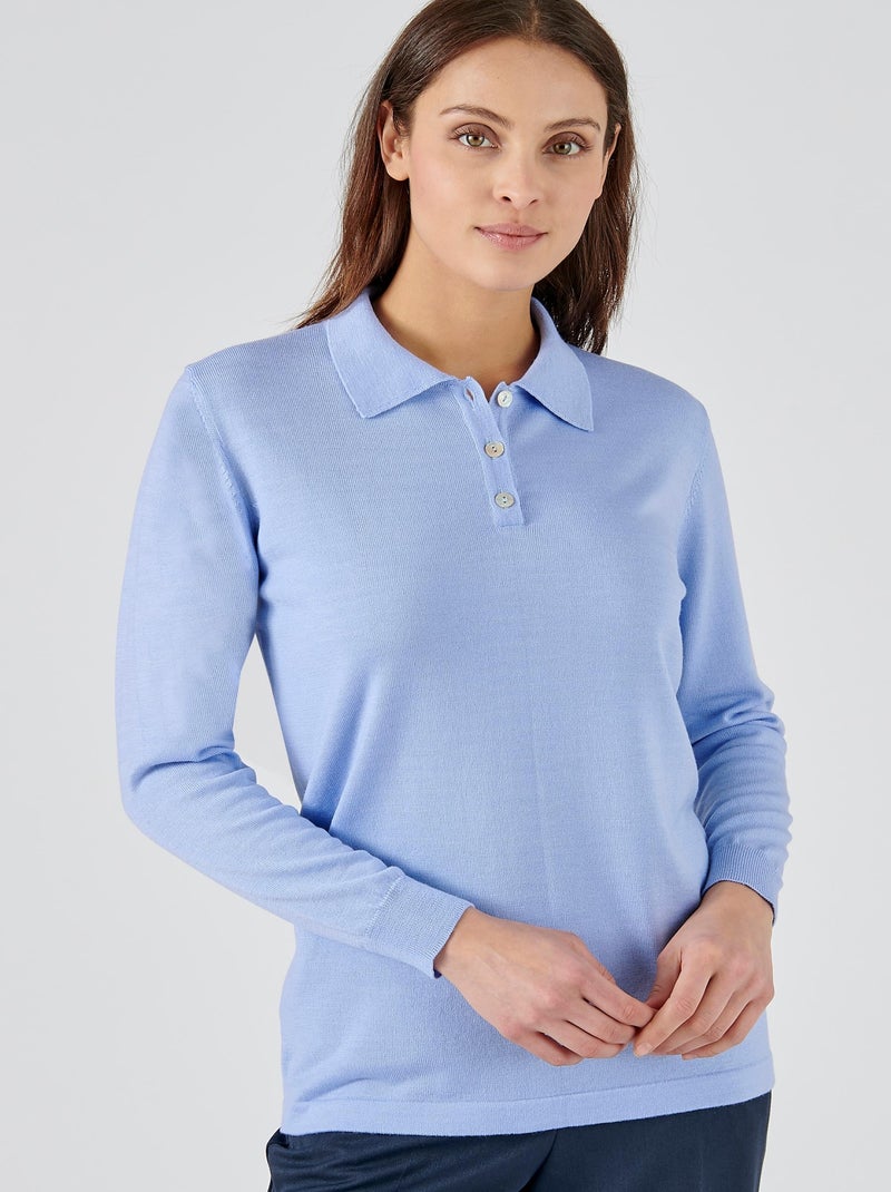Pull pure laine mérinos - Damart Bleu ciel - Kiabi