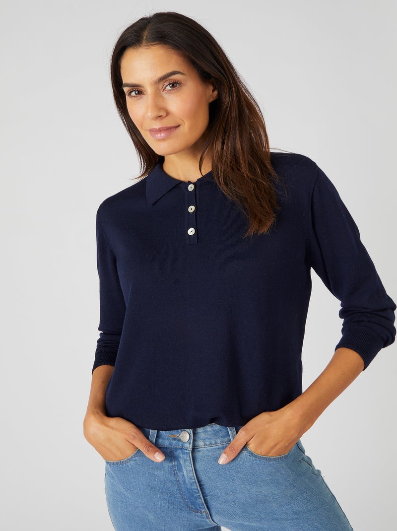 Pull pure laine mérinos - Damart Bleu marine - Kiabi