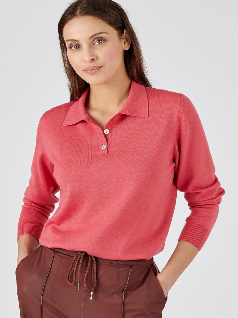 Pull pure laine mérinos - Damart Rose framboise - Kiabi