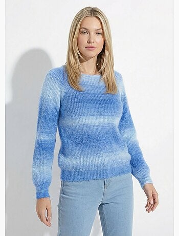 Pull raglan maille poilue effet tie & dye - Afibel