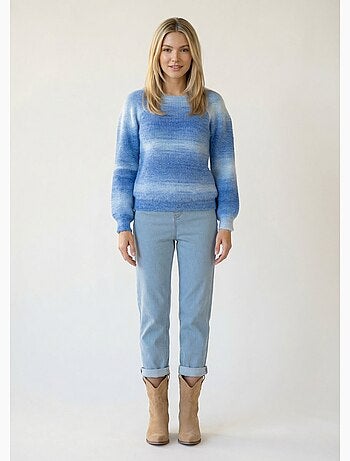 Pull raglan maille poilue effet tie & dye - Afibel