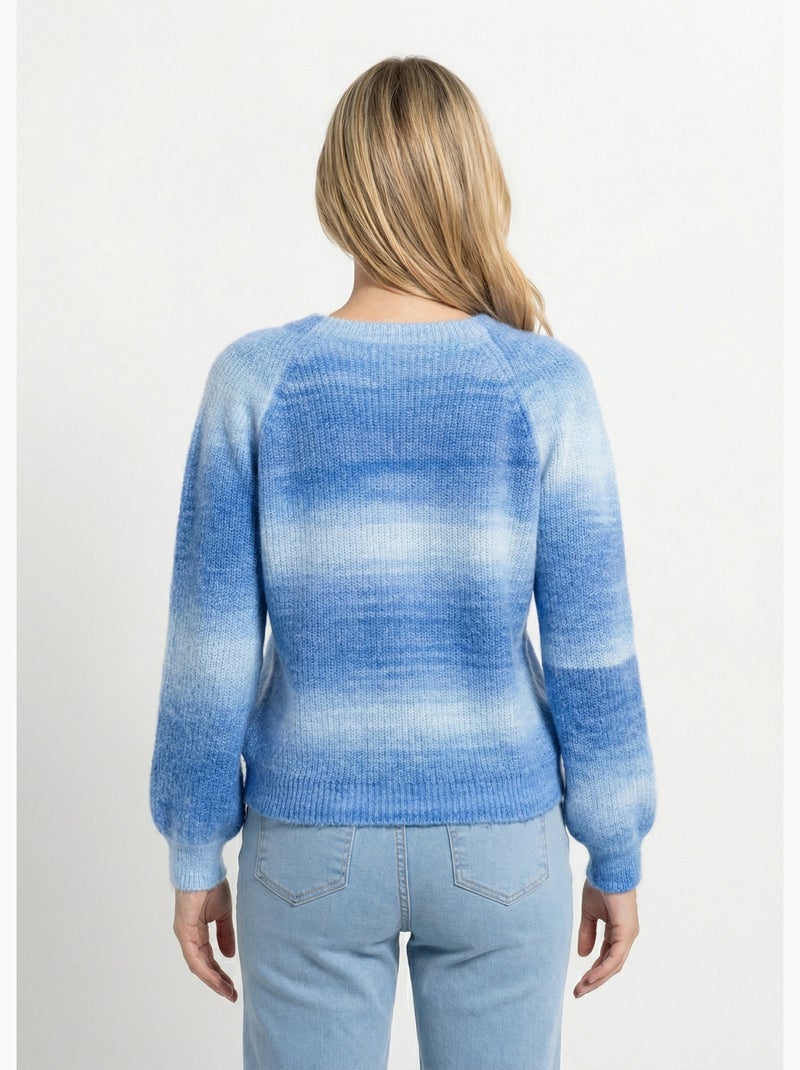 Pull raglan maille poilue effet tie & dye - Afibel Bleu - Kiabi