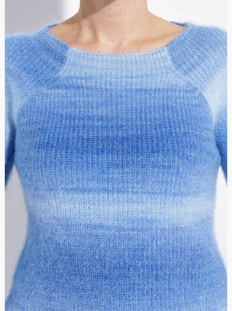 Pull raglan maille poilue effet tie & dye - Afibel Bleu - Kiabi