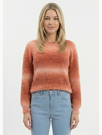 Pull raglan maille poilue effet tie & dye - Afibel