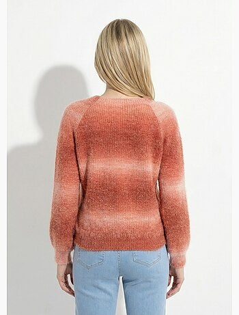 Pull raglan maille poilue effet tie & dye - Afibel