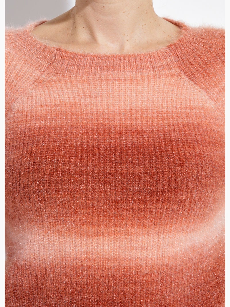 Pull raglan maille poilue effet tie & dye - Afibel Marron noisette - Kiabi