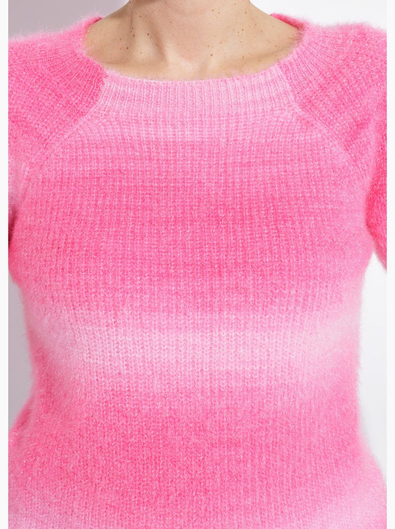 Pull raglan maille poilue effet tie & dye - Afibel Rose - Kiabi