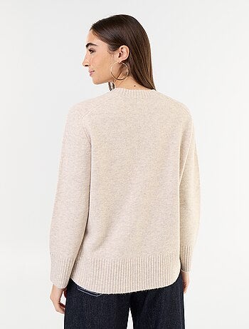 Pull rallongé en maille moulinée