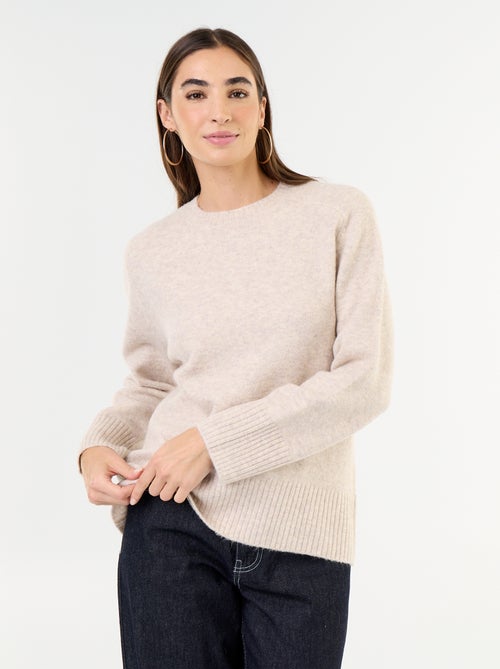 Pull rallongé en maille moulinée - Kiabi Pull rallongé en maille moulinée - Kiabi