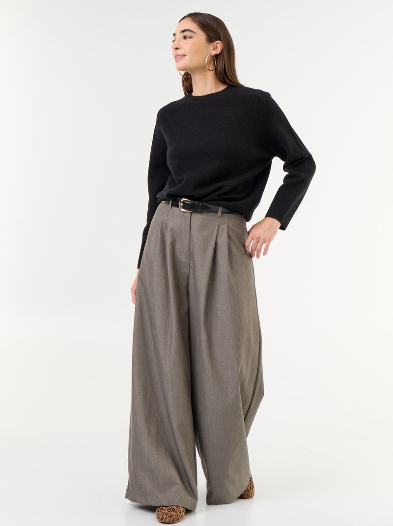Pull rallongé en maille moulinée Noir - Kiabi