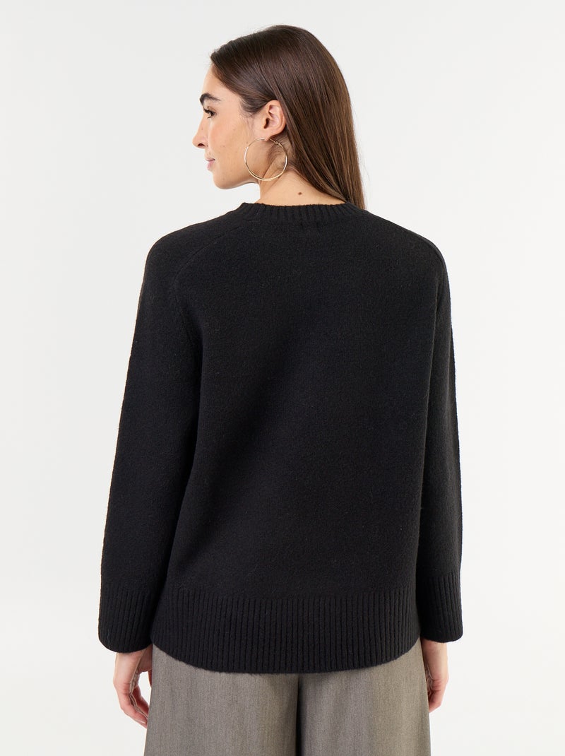 Pull rallongé en maille moulinée Noir - Kiabi