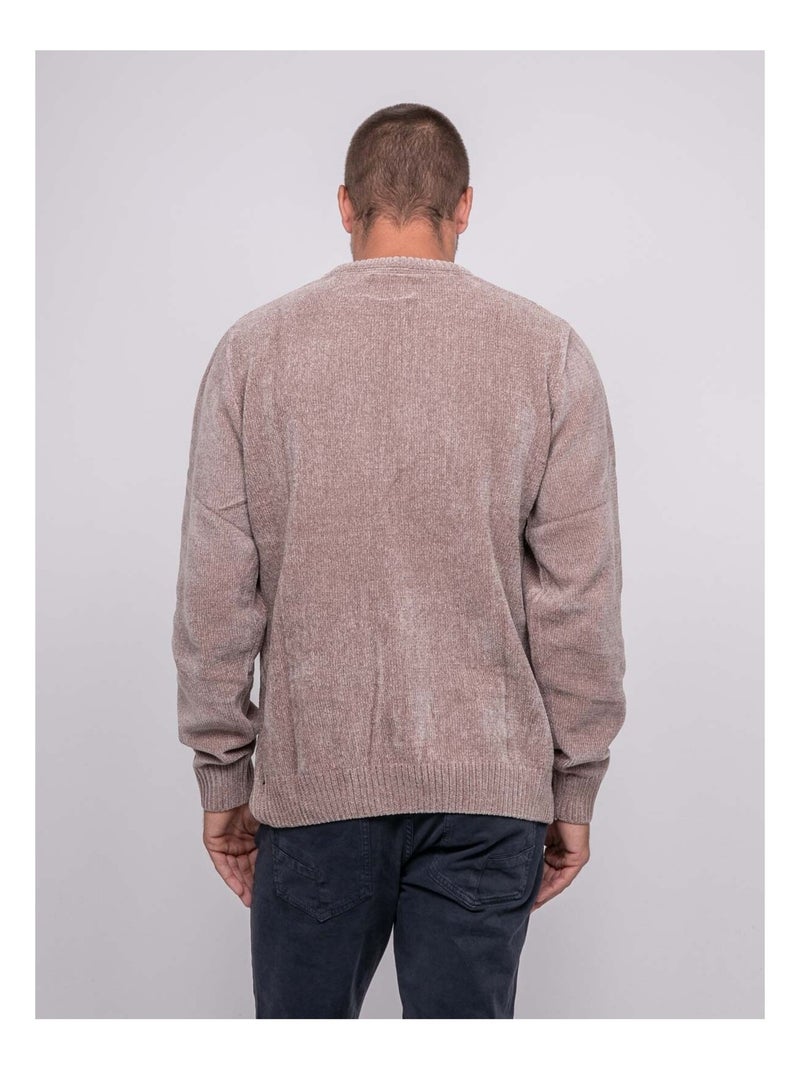 Pull ras de cou avec torsades liturin Beige - Kiabi