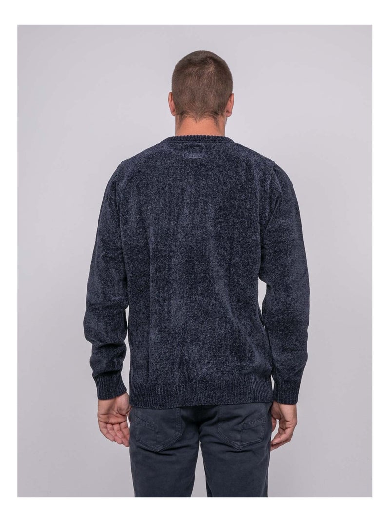 Pull ras de cou avec torsades liturin Bleu marine - Kiabi