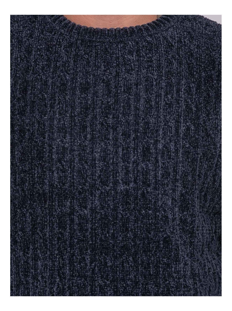 Pull ras de cou avec torsades liturin Bleu marine - Kiabi