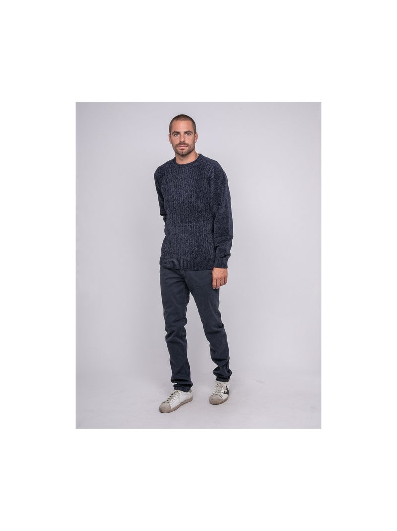 Pull ras de cou avec torsades liturin Bleu marine - Kiabi