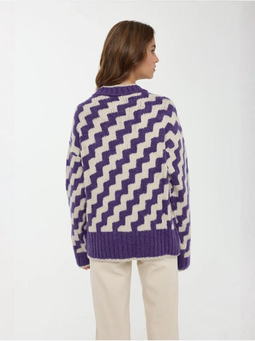 Pull ras du cou à motif zigzag - Kiabi Pull ras du cou à motif zigzag - Kiabi