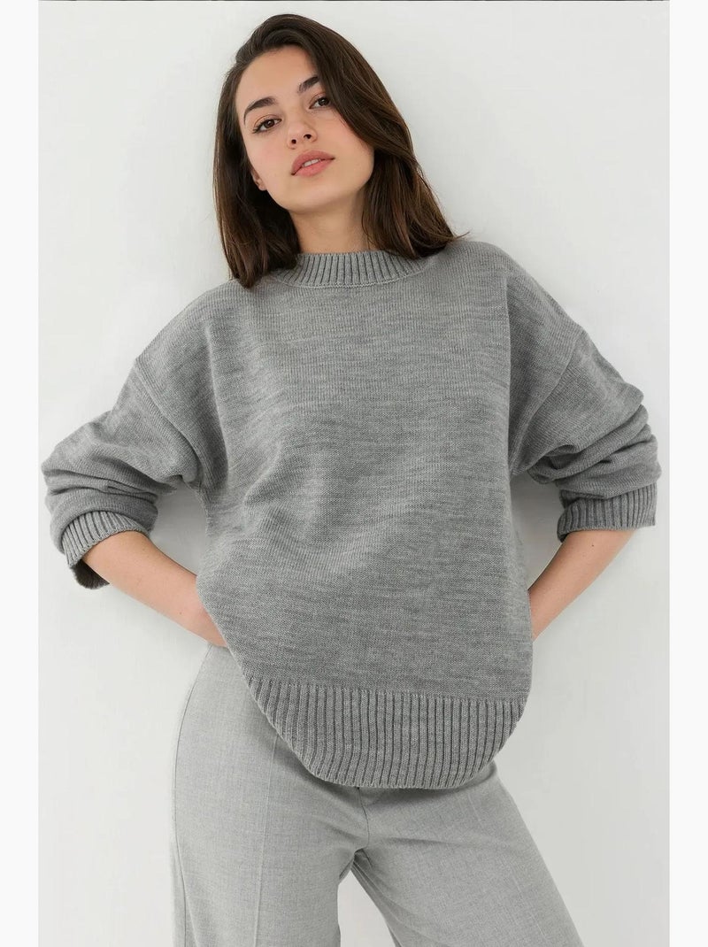 Pull ras du cou confortable hiccup Gris clair - Kiabi