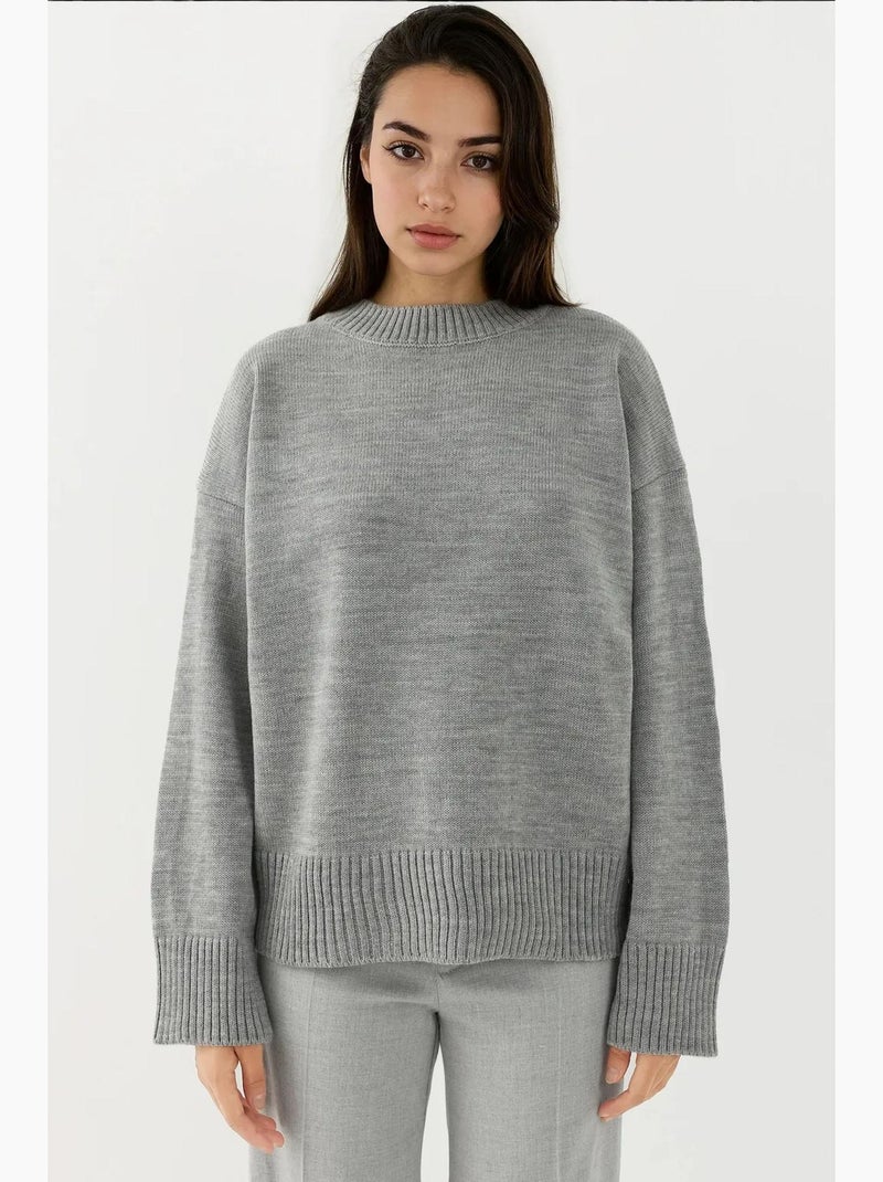 Pull ras du cou confortable hiccup Gris clair - Kiabi
