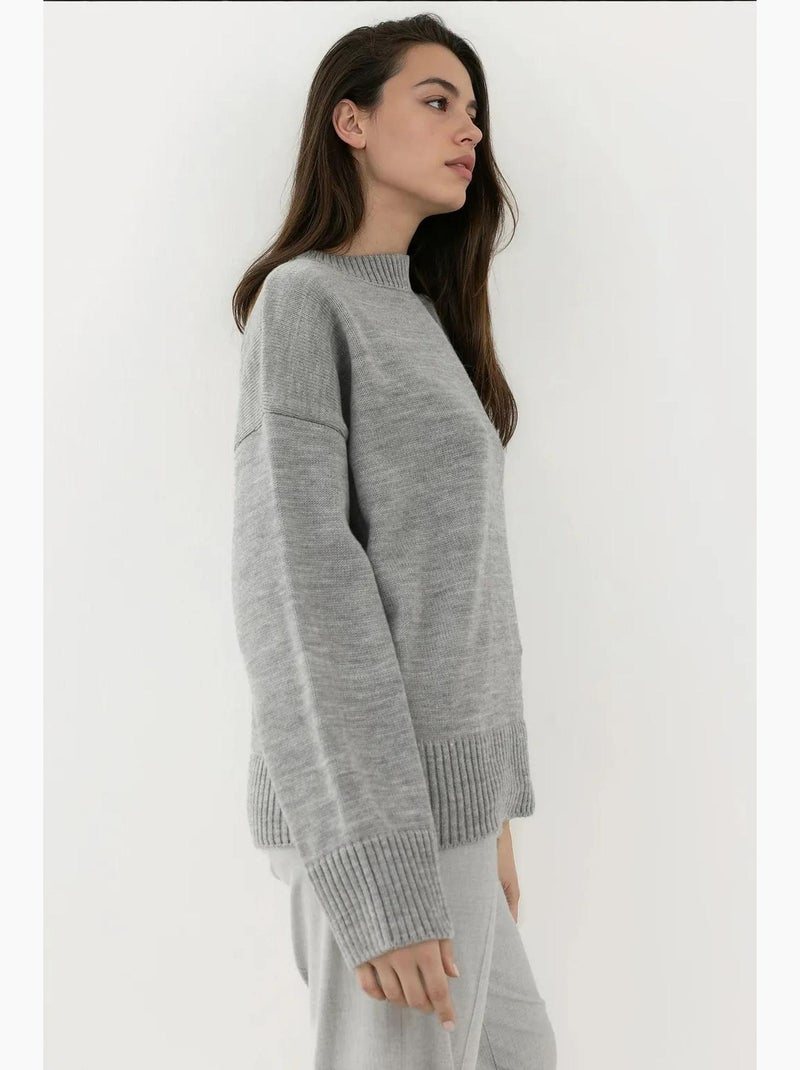 Pull ras du cou confortable hiccup Gris clair - Kiabi