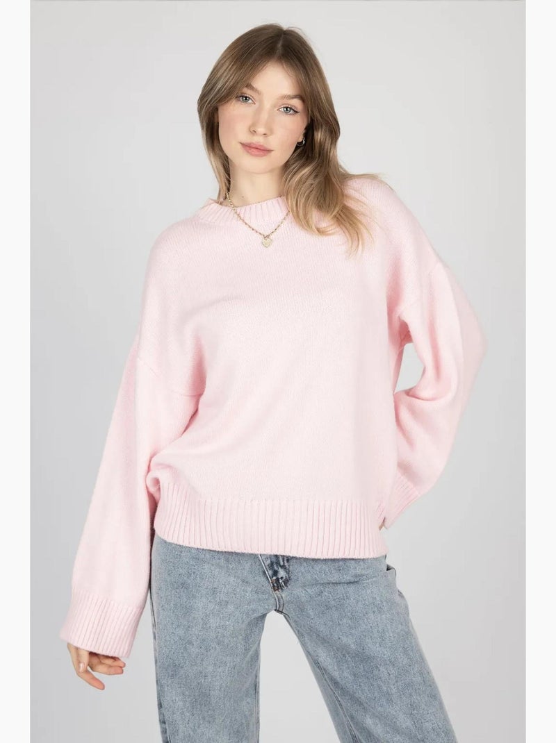 Pull ras du cou confortable hiccup Rose clair - Kiabi