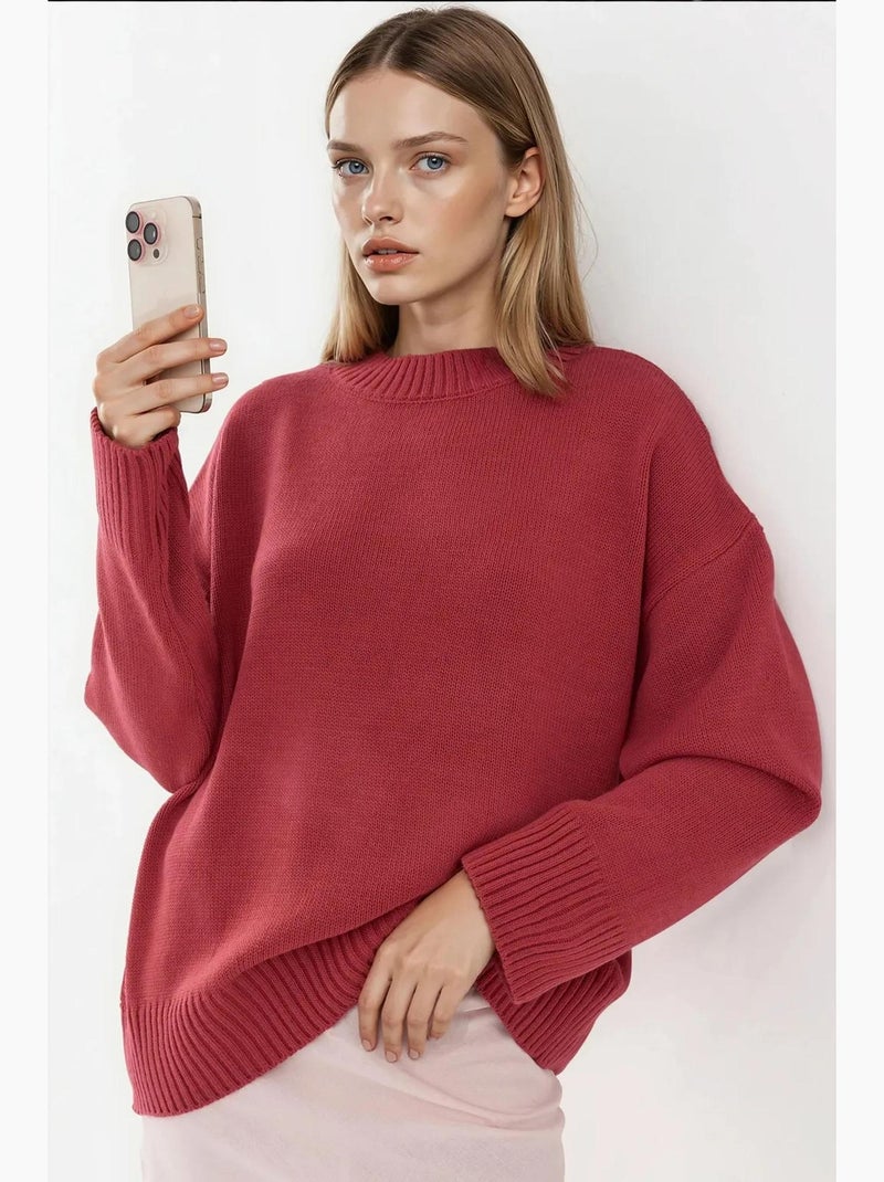 Pull ras du cou confortable hiccup Rose foncé - Kiabi