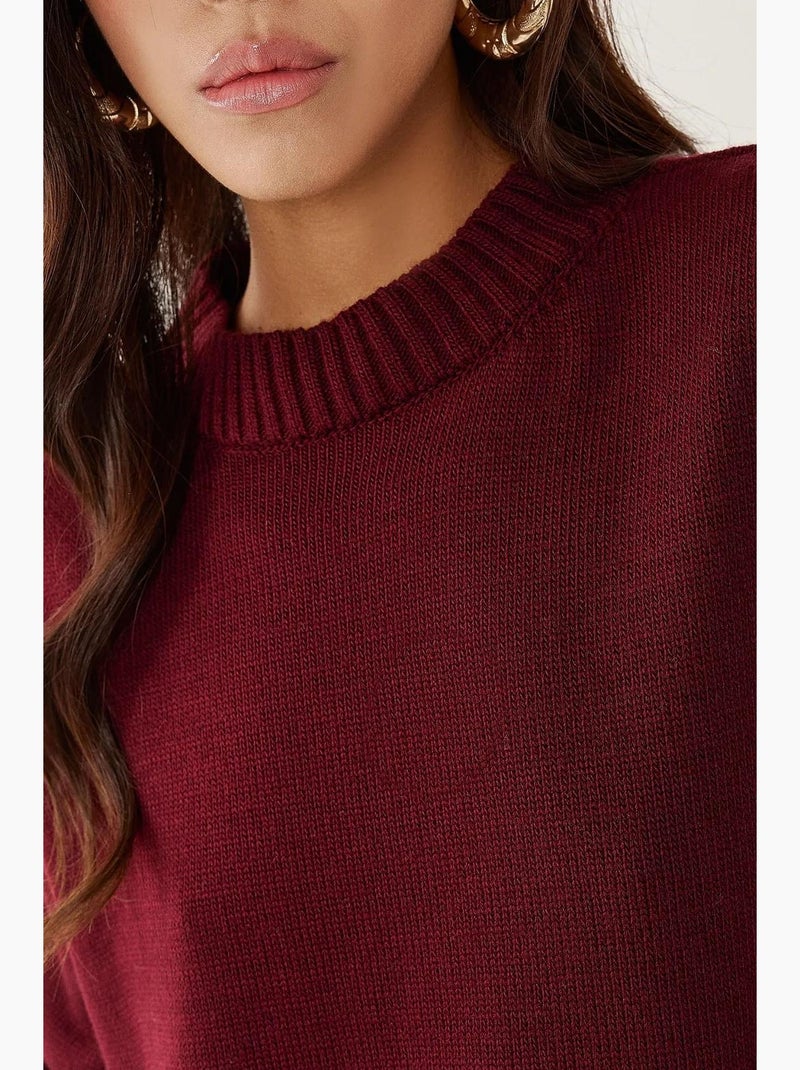 Pull ras du cou confortable hiccup Rouge bordeaux - Kiabi
