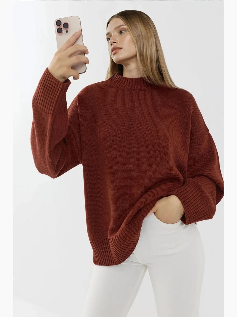 Pull ras du cou confortable hiccup Terracotta - Kiabi