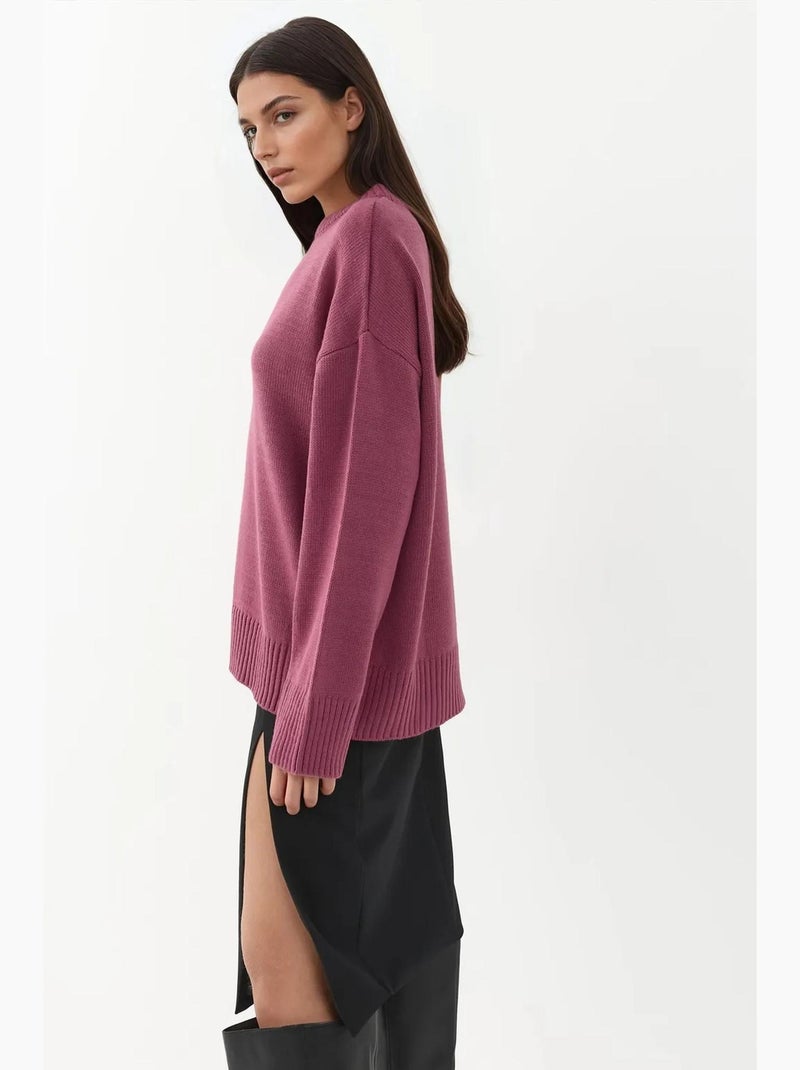 Pull ras du cou confortable hiccup Vieux rose - Kiabi