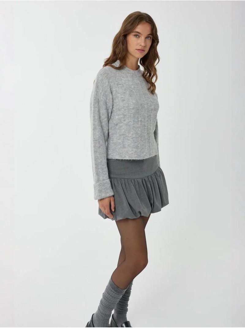 Pull ras du cou coupe décontractée Gris - Kiabi