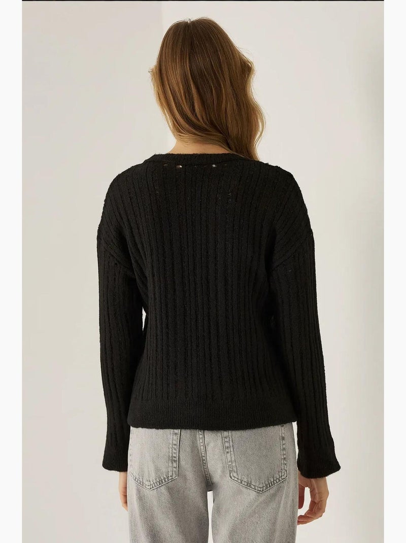 Pull ras du cou coupe décontractée hiccup Noir - Kiabi