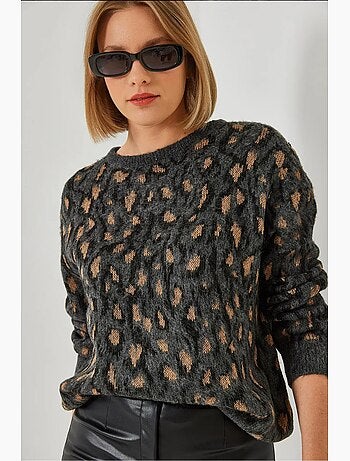 Pull ras du cou en maille à motifs lucci