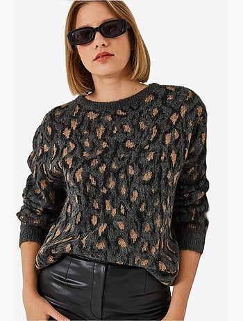 Pull ras du cou en maille à motifs lucci