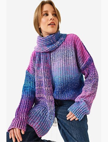 Pull ras du cou en maille avec écharpe lucci