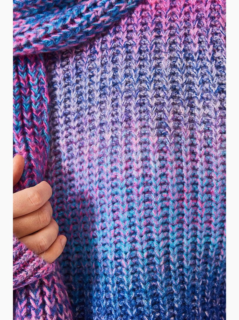 Pull ras du cou en maille avec écharpe lucci Magenta - Kiabi