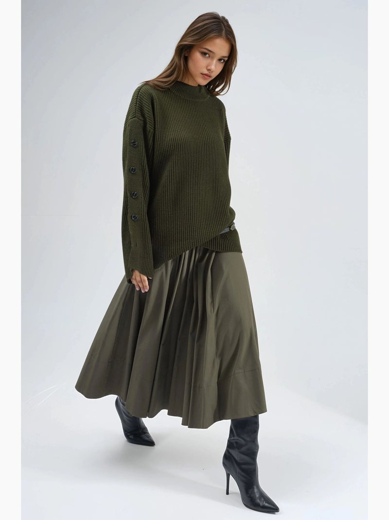 Pull ras du cou en maille épaisse avec détails boutonnés hiccup Kaki - Kiabi