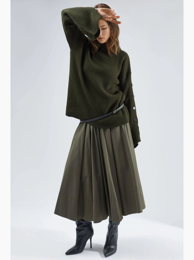 Pull ras du cou en maille épaisse avec détails boutonnés hiccup Kaki - Kiabi