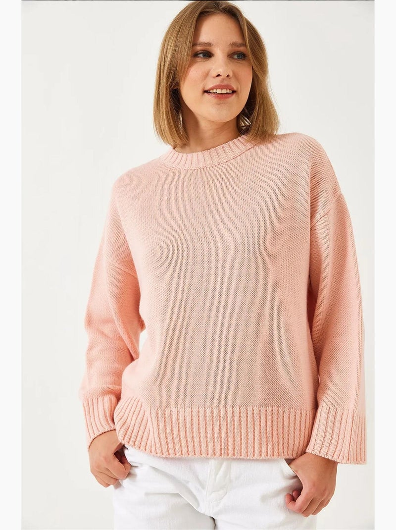 Pull ras du cou en maille lucci Rose pâle - Kiabi
