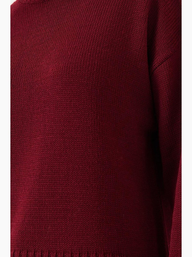 Pull ras du cou en maille lucci Rouge bordeaux - Kiabi