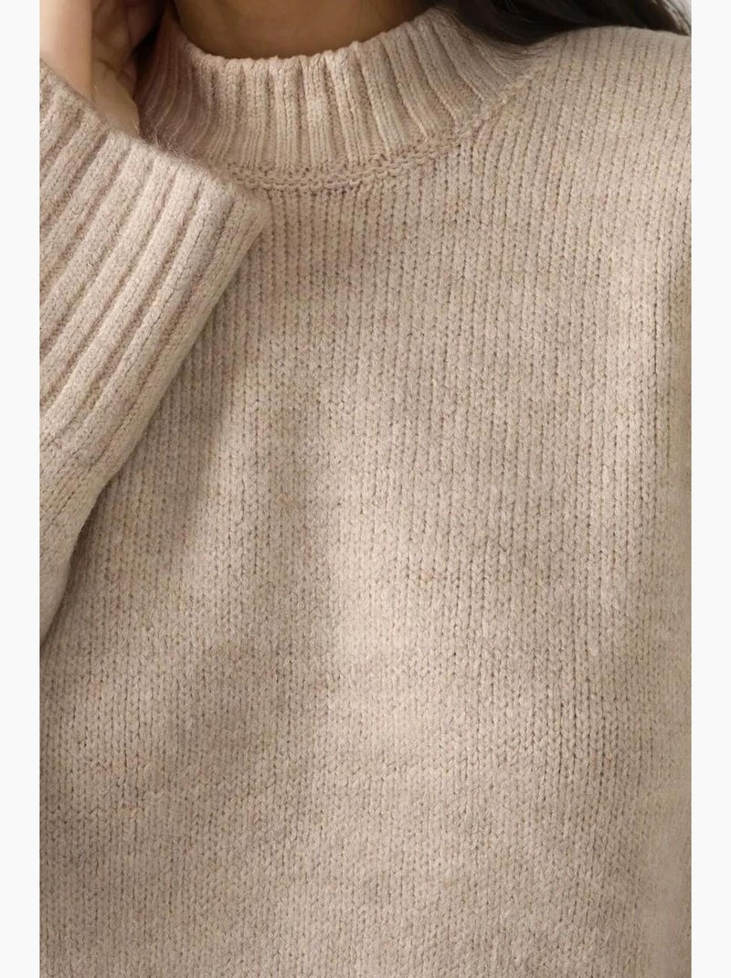 Pull ras du cou en tricot épais hiccup Beige - Kiabi