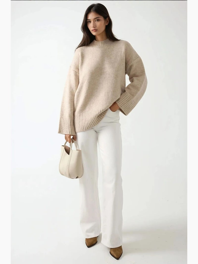 Pull ras du cou en tricot épais hiccup Beige - Kiabi