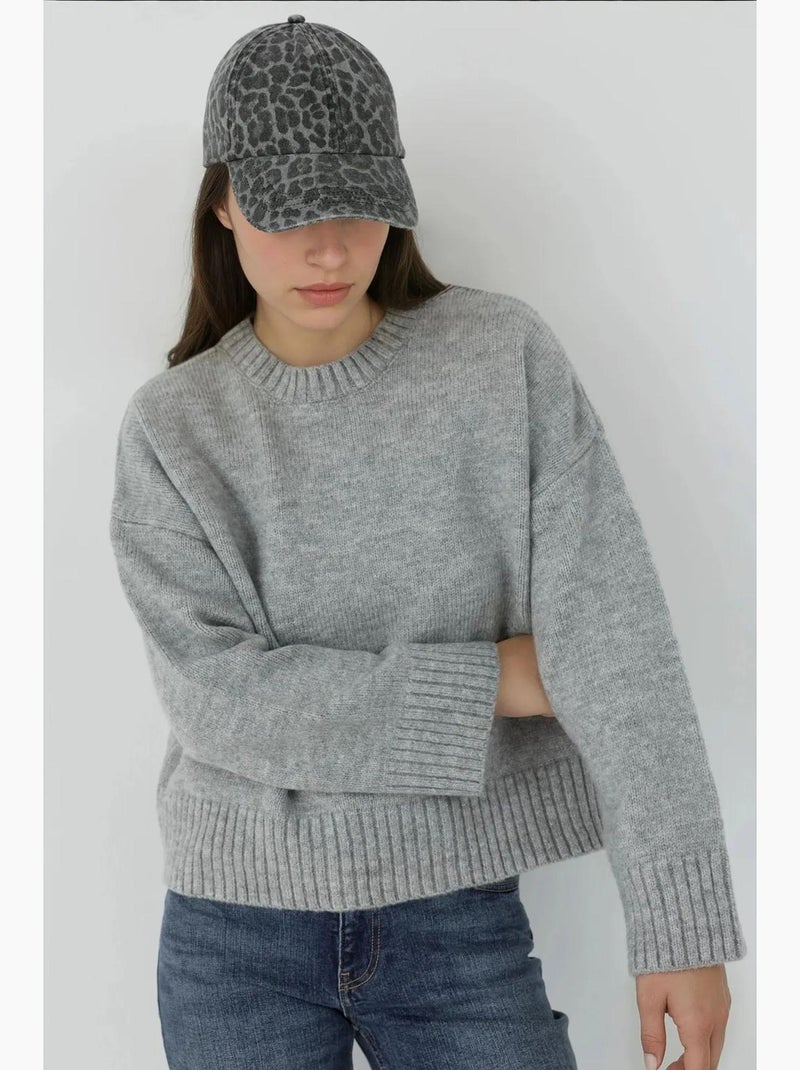 Pull ras du cou en tricot épais hiccup Gris clair - Kiabi