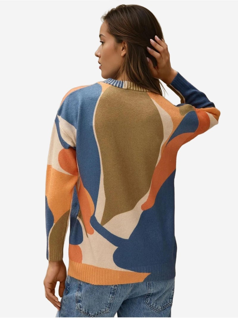 Pull ras du cou en tricot jacquard gris anthracite - Kiabi