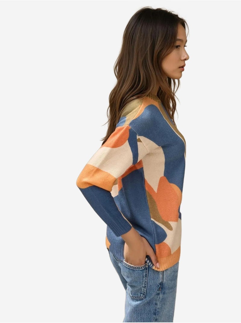 Pull ras du cou en tricot jacquard gris anthracite - Kiabi